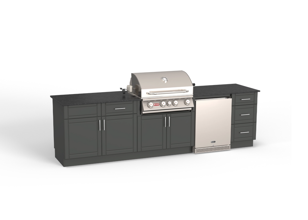 Bull DuraBull 10' Charleston Grill Island w/ 30" Angus Grill – Charcoal Grey Cabinet / Midnight Black Granite