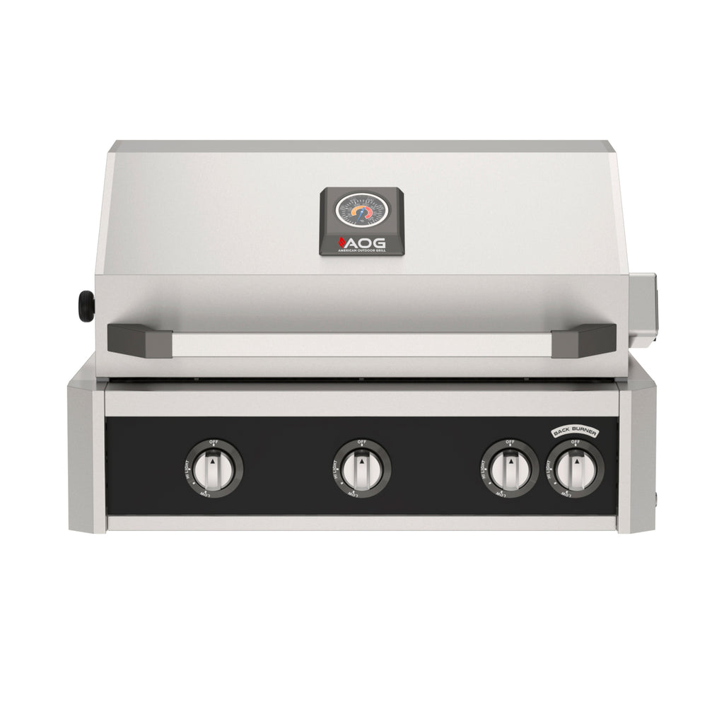 American Outdoor Grill L-Series 30" Built-In Gas Grill w/ Backburner & Rotisserie – black