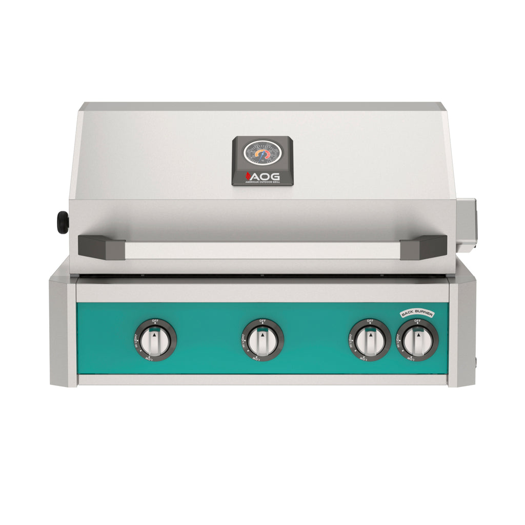 American Outdoor Grill L-Series 30" Built-In Gas Grill w/ Backburner & Rotisserie – teal