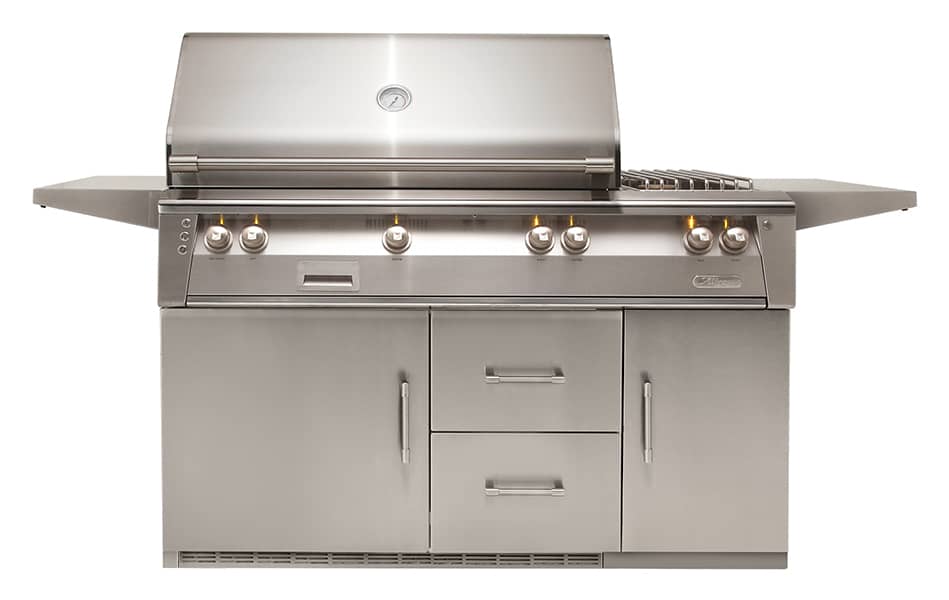 Alfresco ALXE 56" Refrigerated Cart Gas Grill w/ Sear Zone & Rotisserie & Side Burner
