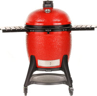 Kamado Joe Big Joe Series III 24-inch Ceramic Charcoal Grill and Smoker with Premium Cart, SloRoller Insert and 450 Cooking Square Inches in Red, Model KJ15041021