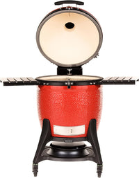 Kamado Joe Big Joe Series III 24-inch Ceramic Charcoal Grill and Smoker with Premium Cart, SloRoller Insert and 450 Cooking Square Inches in Red, Model KJ15041021