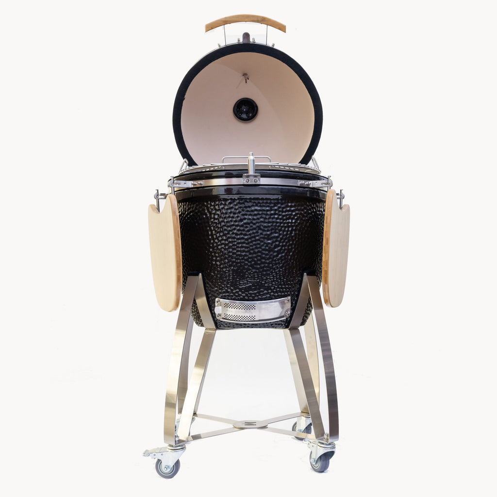 Coyote Asado Ceramic Smoker w/ Stand – lid open, shelves down