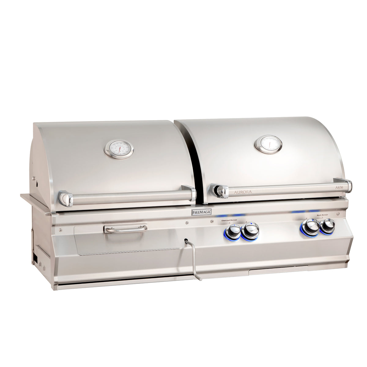 Fire Magic Aurora A830i Built-In Gas/Charcoal Combo Grill w/ Backburner & Rotisserie