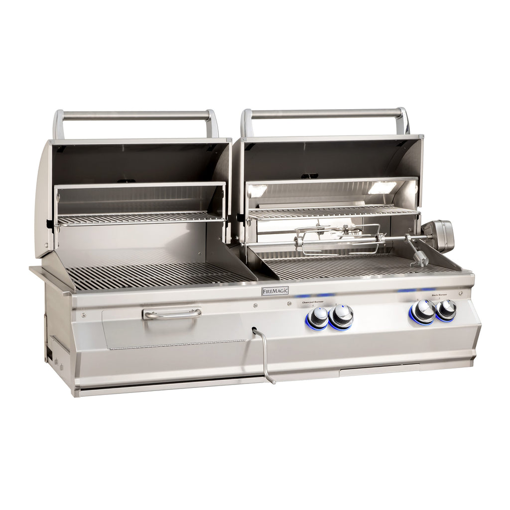 Fire Magic Aurora A830i Built-In Gas/Charcoal Combo Grill w/ Backburner & Rotisserie