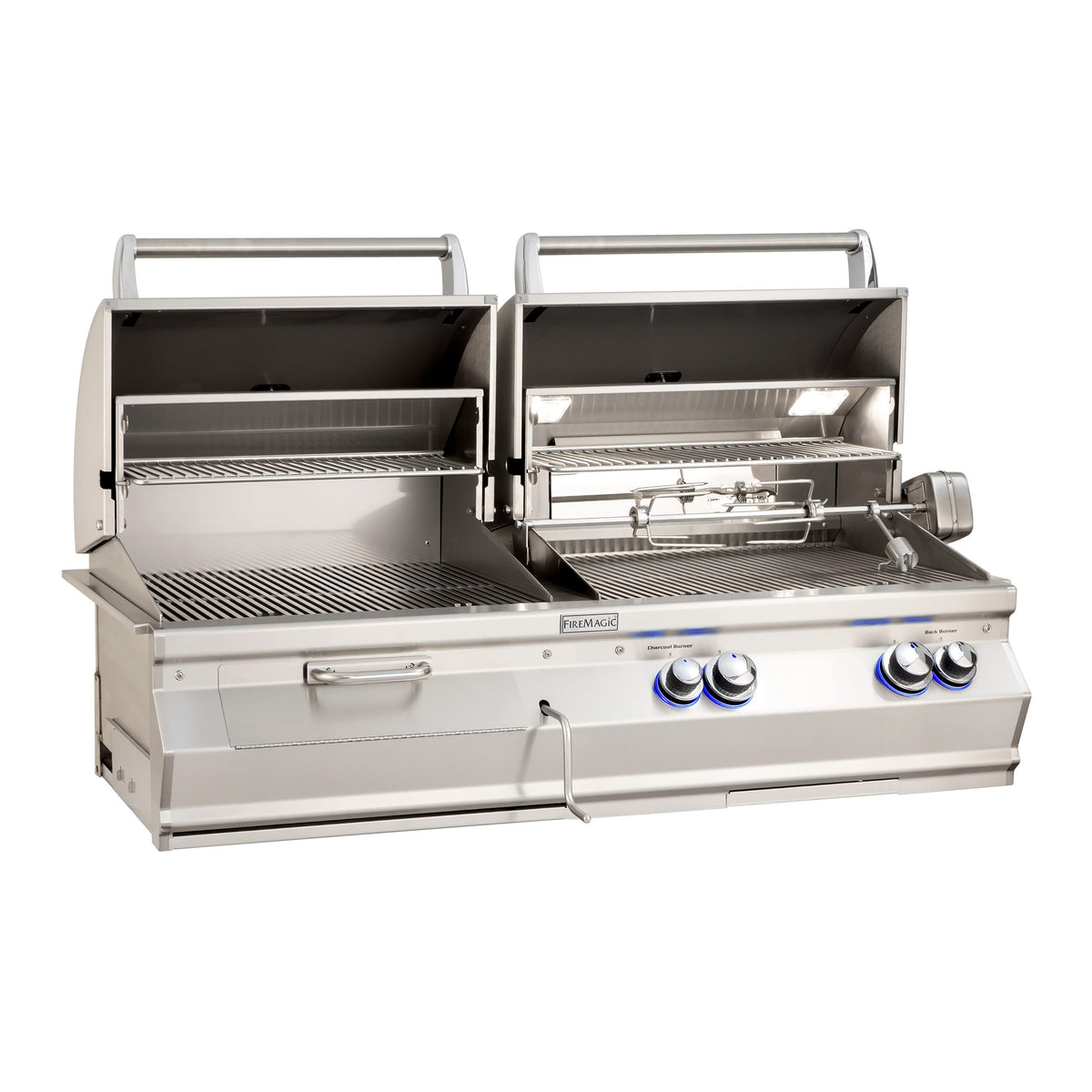 Fire Magic Aurora A830i Built-In Gas/Charcoal Combo Grill w/ Backburner & Rotisserie