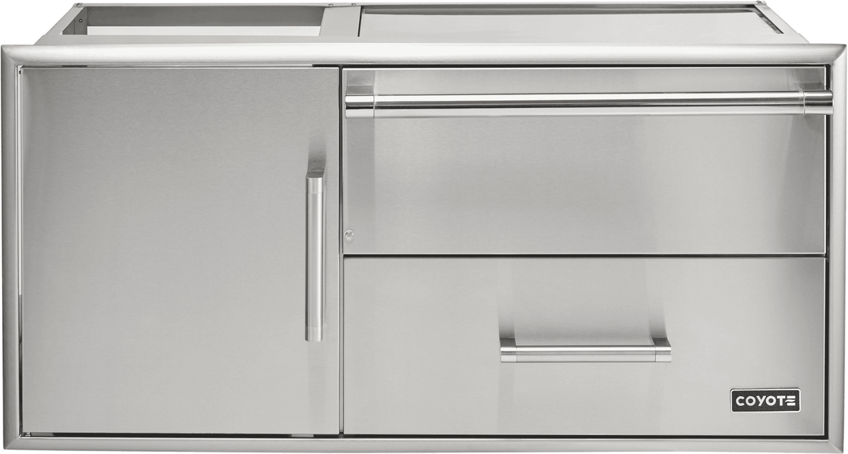 Coyote 42" Access Door w/ Storage & Warming Drawer Combo