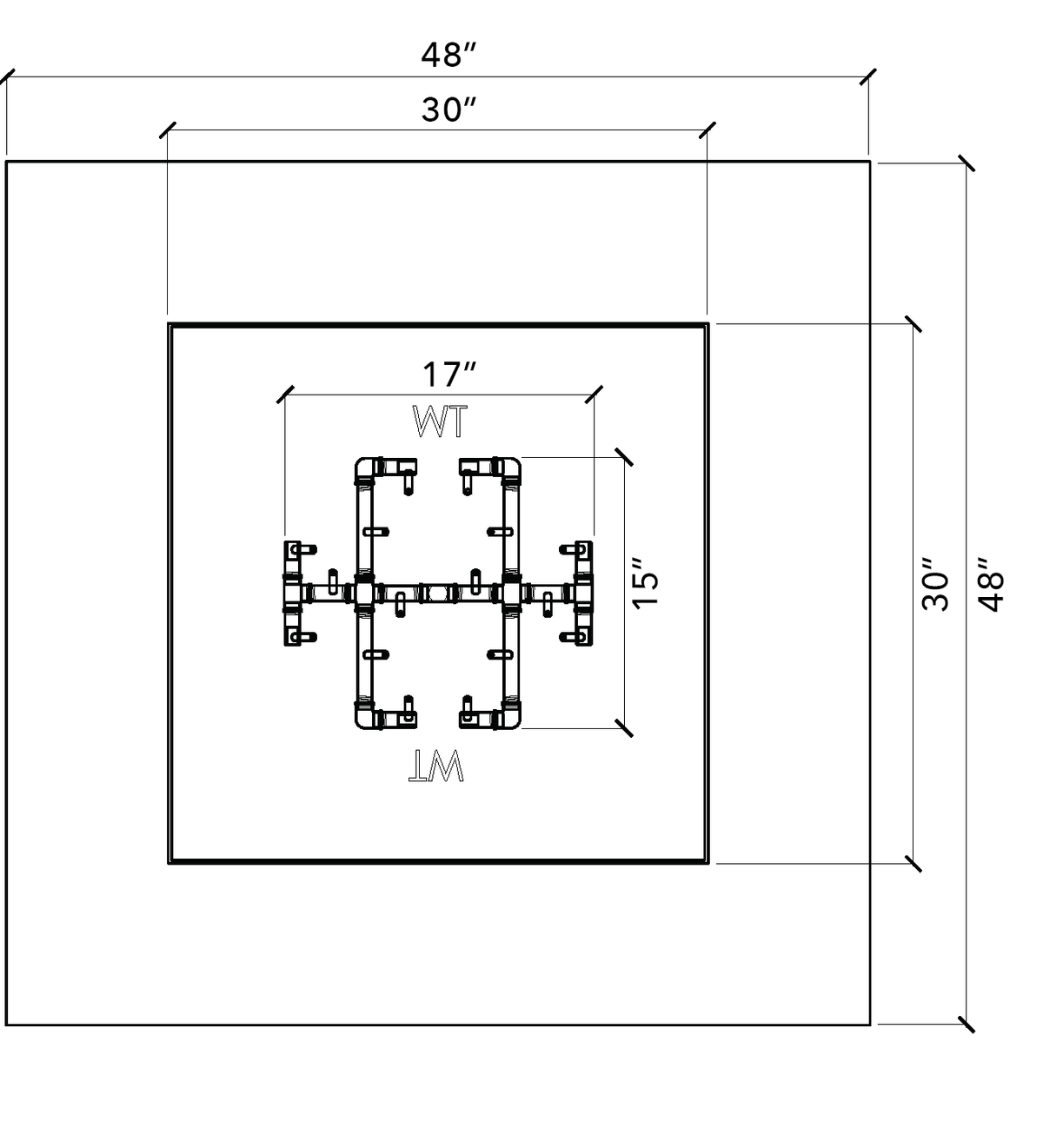 Warming Trends 48" Square Ready-to-Finish Fire Pit Kit
